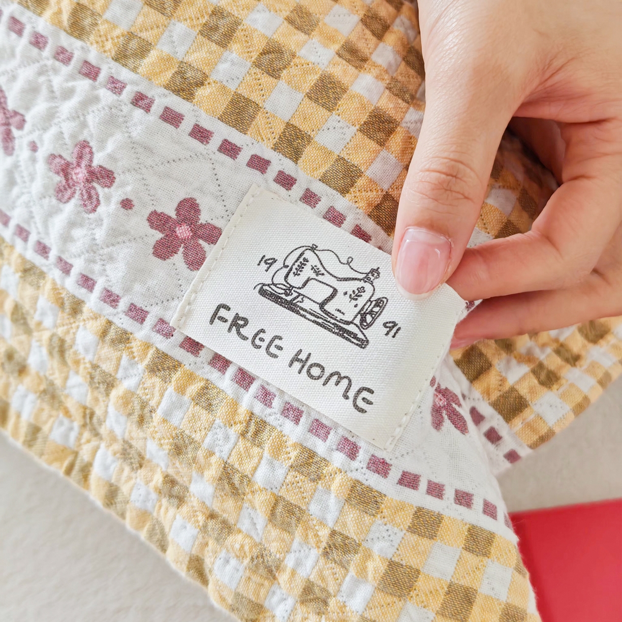 91家纺网 家纺一手货源 找家纺 沐瑟家纺  2026新款安心棉纯棉纱布枕巾 方格花