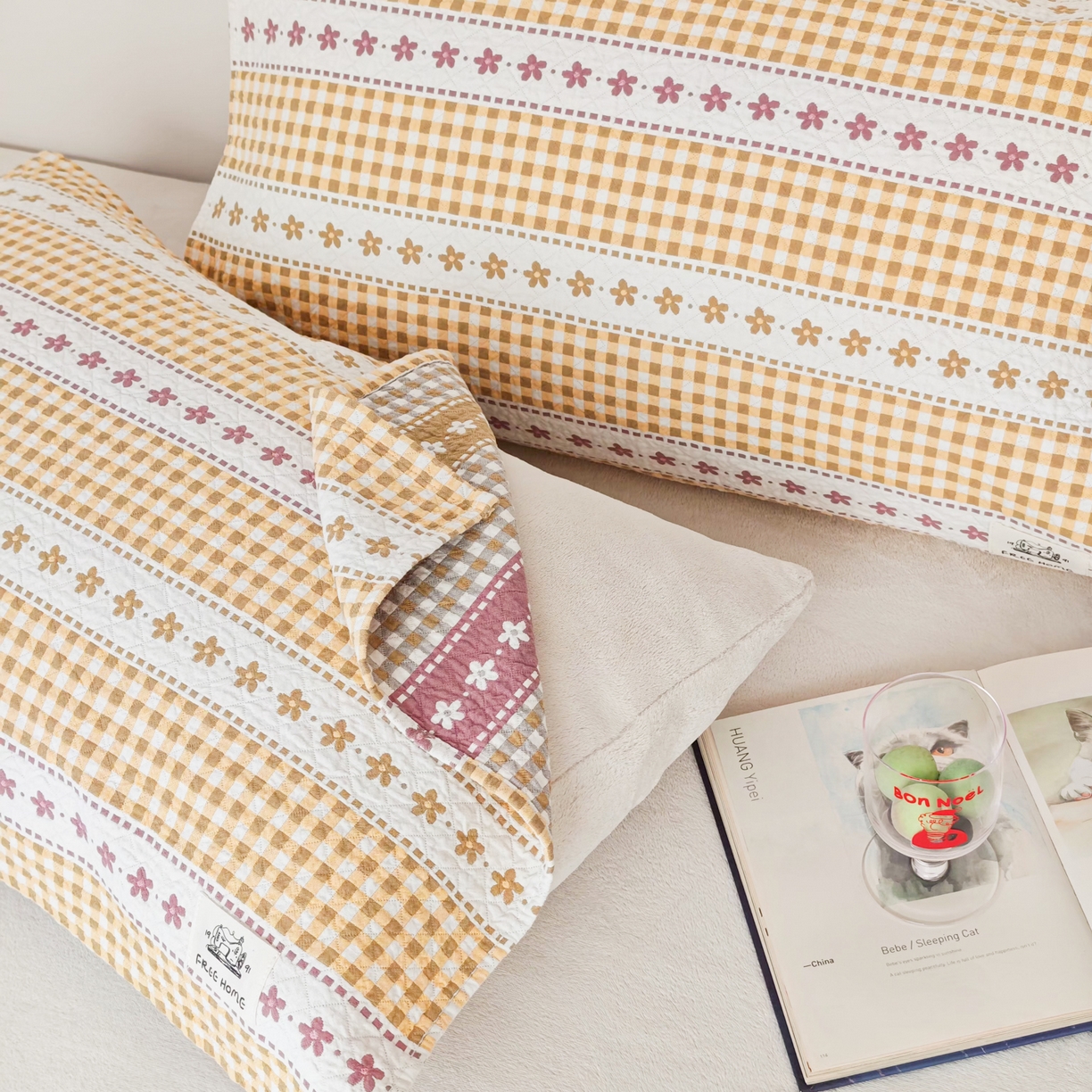 91家纺网 家纺一手货源 找家纺 沐瑟家纺  2026新款安心棉纯棉纱布枕巾 方格花