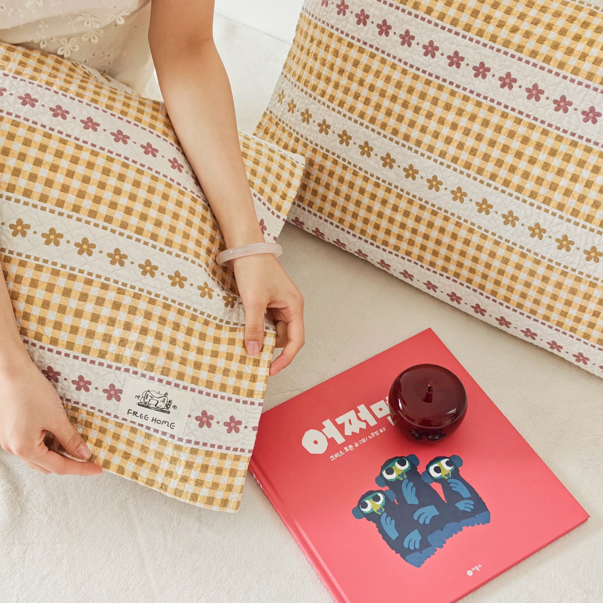 91家纺网 家纺一手货源 找家纺 沐瑟家纺  2026新款安心棉纯棉纱布枕巾 方格花