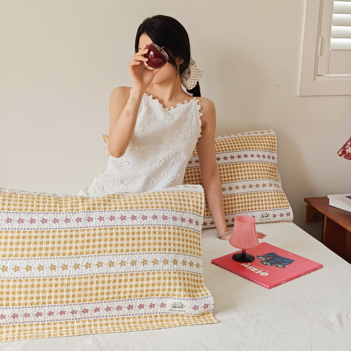 91家纺网 家纺一手货源 找家纺 沐瑟家纺  2026新款安心棉纯棉纱布枕巾 方格花