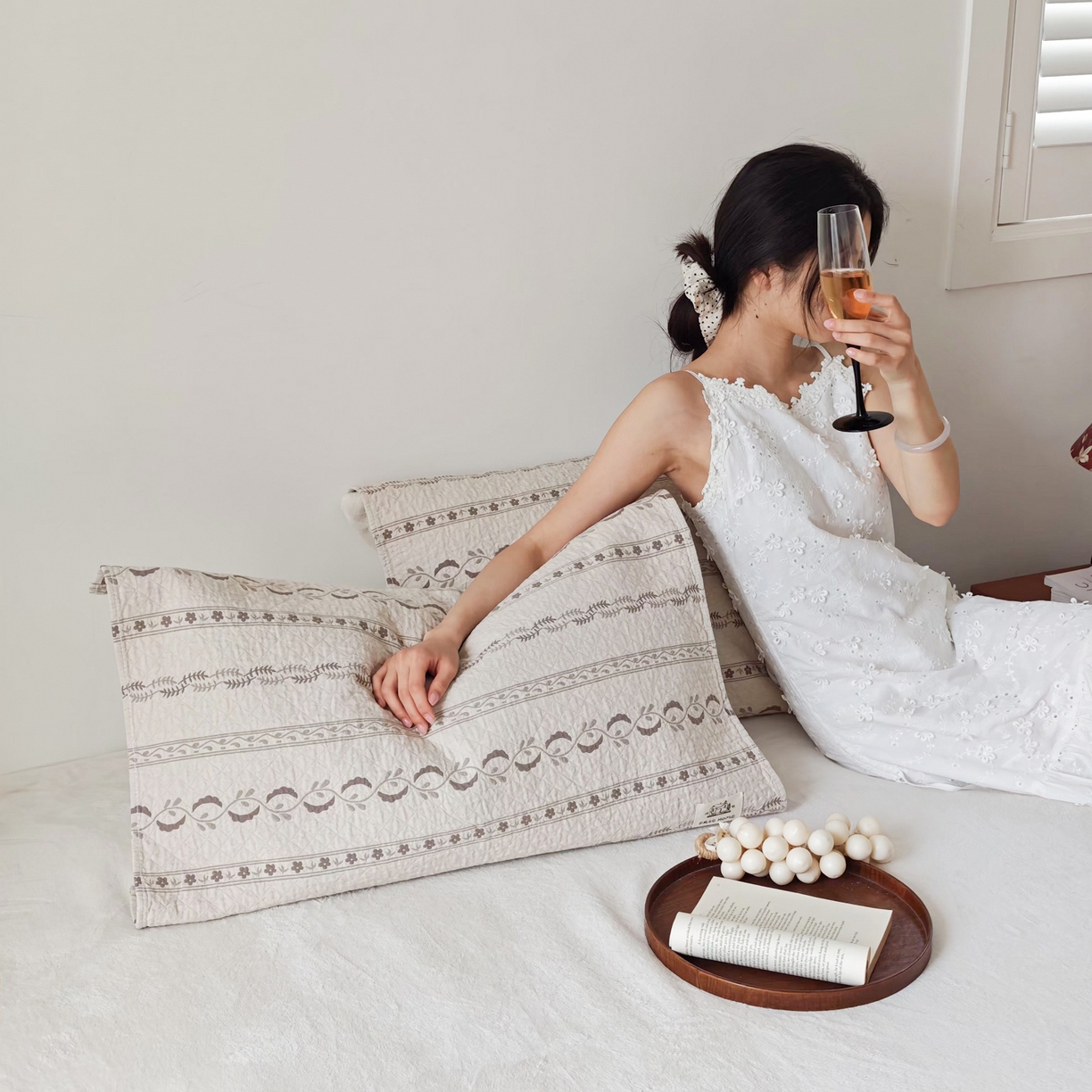 91家纺网 家纺一手货源 找家纺 沐瑟家纺  2026新款安心棉纯棉纱布枕巾 花涧语