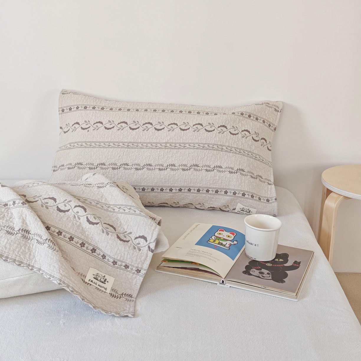 91家纺网 家纺一手货源 找家纺 沐瑟家纺  2026新款安心棉纯棉纱布枕巾 花涧语