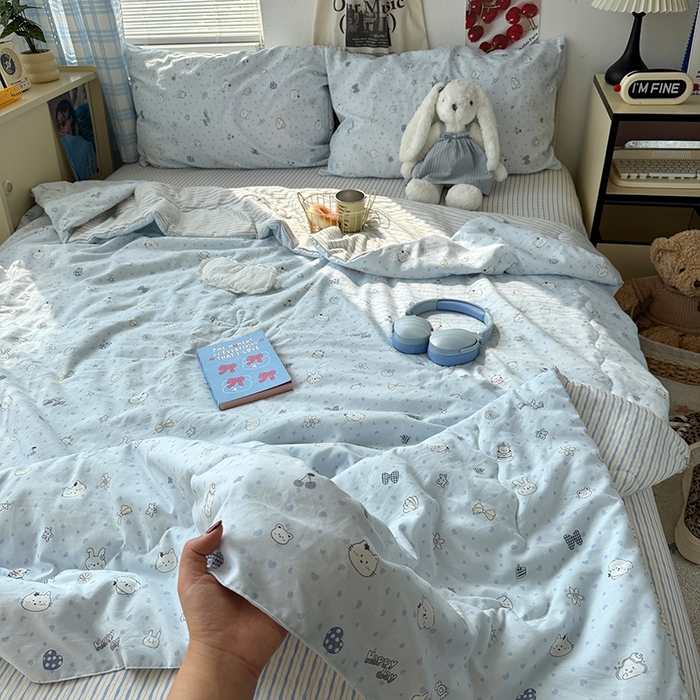 91家纺网 家纺一手货源 找家纺 （总）原素 2026夏季A类水洗棉双层纱夏凉被四件套