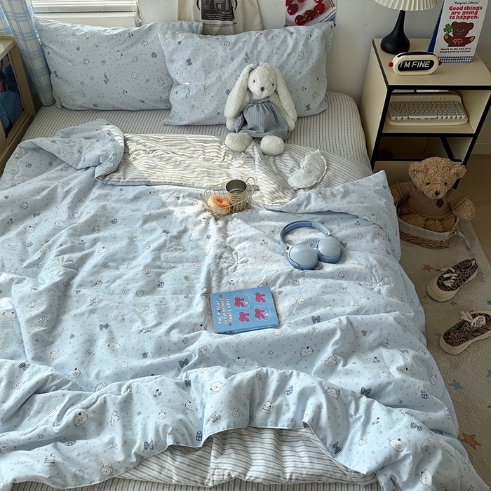 91家纺网 家纺一手货源 找家纺 （总）原素 2026夏季A类水洗棉双层纱夏凉被四件套