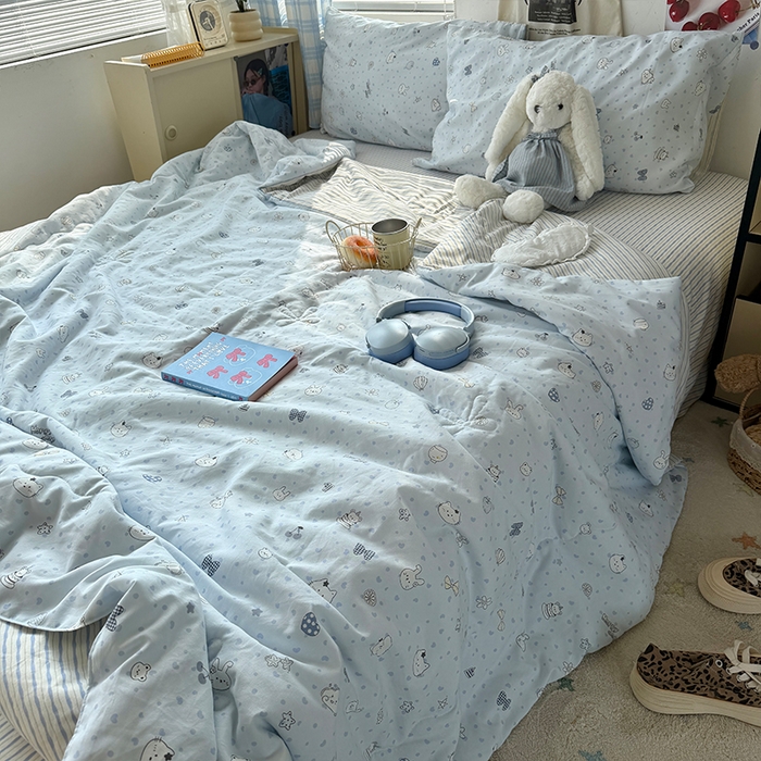 91家纺网 家纺一手货源 找家纺 （总）原素 2026夏季A类水洗棉双层纱夏凉被四件套