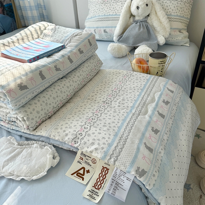 91家纺网 家纺一手货源 找家纺 （总）原素 2026夏季A类水洗棉双层纱夏凉被四件套