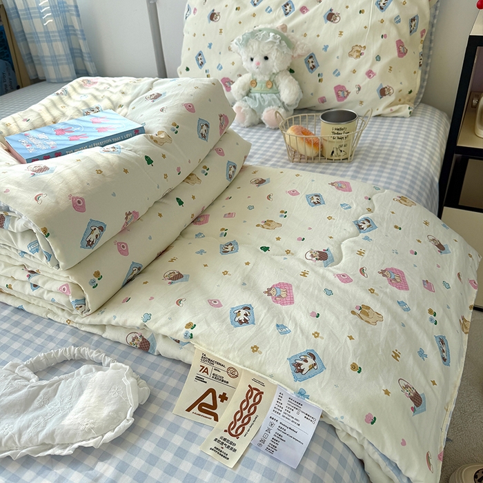 91家纺网 家纺一手货源 找家纺 （总）原素 2026夏季A类水洗棉双层纱夏凉被四件套