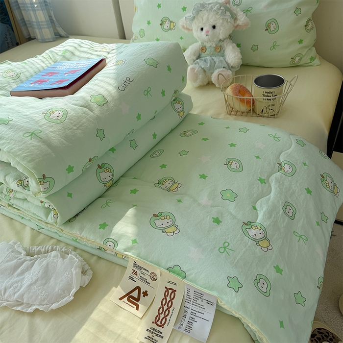 原素 2026夏季A类水洗棉双层纱夏凉被四件套 苹果咪酱