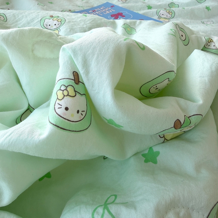 91家纺网 家纺一手货源 找家纺 原素 2026夏季A类水洗棉双层纱夏凉被四件套 苹果咪酱