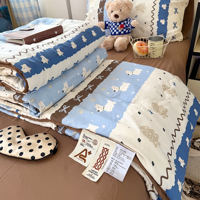 原素 2026夏季A类水洗棉双层纱夏凉被四件套 费尔岛狗狗