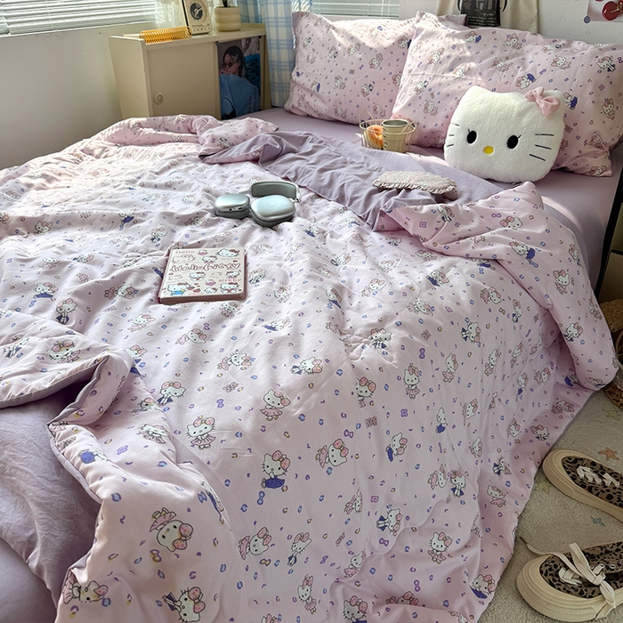 91家纺网 家纺一手货源 找家纺 原素 2026夏季A类水洗棉双层纱夏凉被四件套 吧啦咪咪