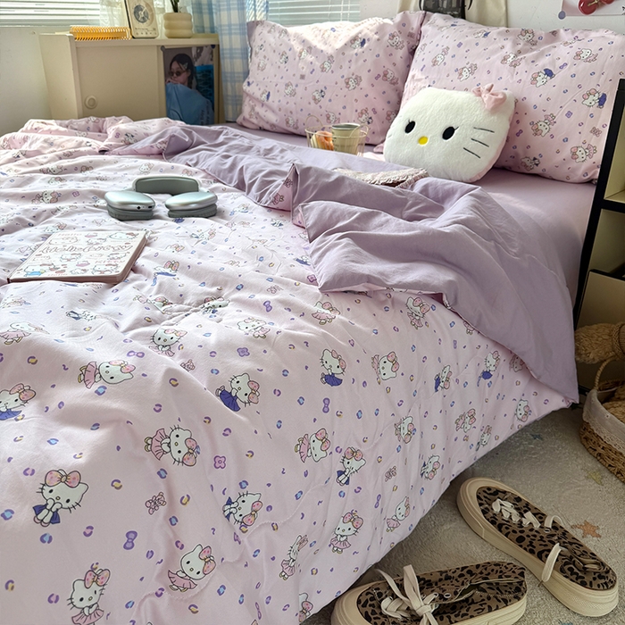 91家纺网 家纺一手货源 找家纺 原素 2026夏季A类水洗棉双层纱夏凉被四件套 吧啦咪咪