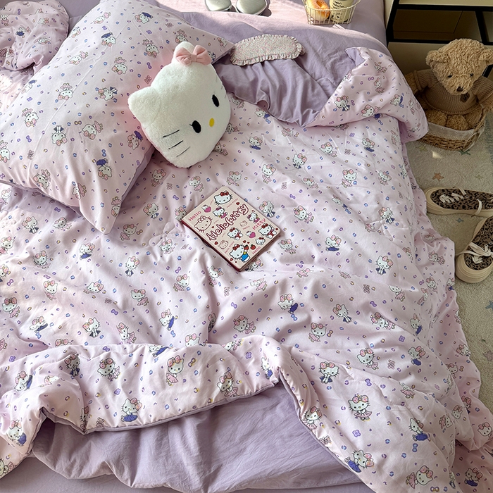 91家纺网 家纺一手货源 找家纺 原素 2026夏季A类水洗棉双层纱夏凉被四件套 吧啦咪咪