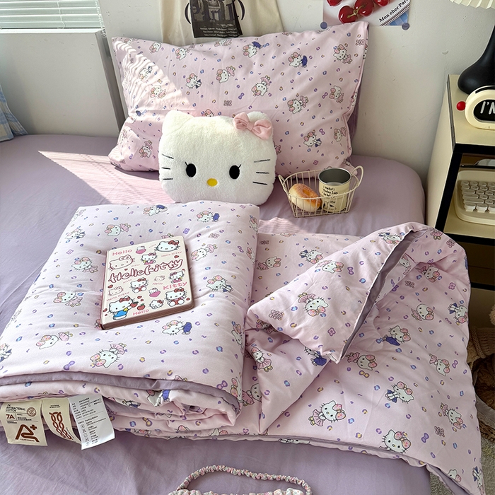 91家纺网 家纺一手货源 找家纺 原素 2026夏季A类水洗棉双层纱夏凉被四件套 吧啦咪咪