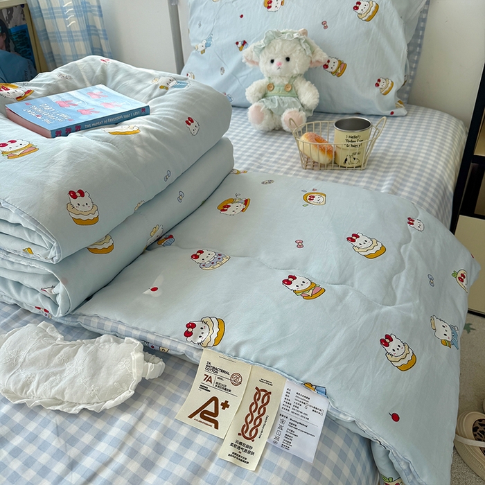 原素 2026夏季A类水洗棉双层纱夏凉被四件套 汉堡团团