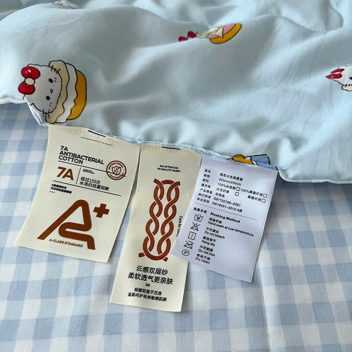 91家纺网 家纺一手货源 找家纺 原素 2026夏季A类水洗棉双层纱夏凉被四件套 汉堡团团