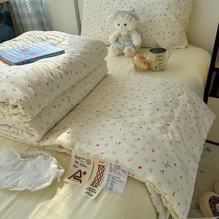 原素 2026夏季A类水洗棉双层纱夏凉被四件套 花屿森