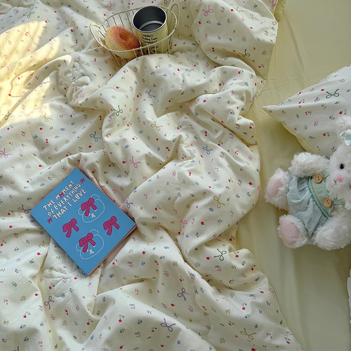 91家纺网 家纺一手货源 找家纺 原素 2026夏季A类水洗棉双层纱夏凉被四件套 花屿森