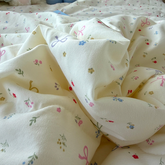 91家纺网 家纺一手货源 找家纺 原素 2026夏季A类水洗棉双层纱夏凉被四件套 花屿森