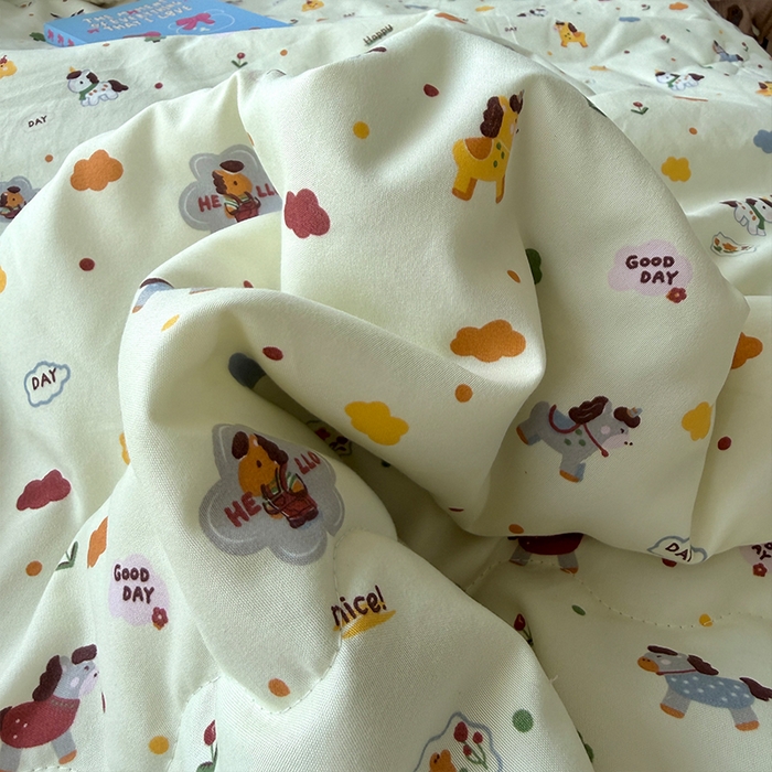 91家纺网 家纺一手货源 找家纺 原素 2026夏季A类水洗棉双层纱夏凉被四件套 马奇朵