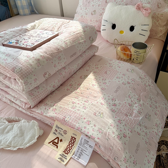 原素 2026夏季A类水洗棉双层纱夏凉被四件套 咪mi奶昔