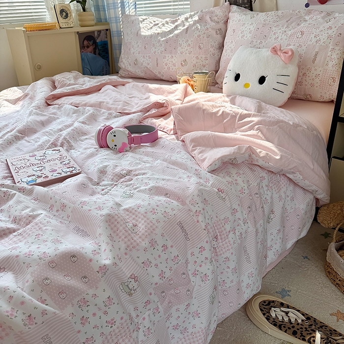 91家纺网 家纺一手货源 找家纺 原素 2026夏季A类水洗棉双层纱夏凉被四件套 咪mi奶昔