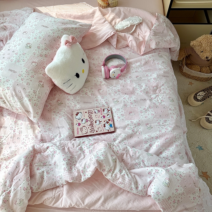 91家纺网 家纺一手货源 找家纺 原素 2026夏季A类水洗棉双层纱夏凉被四件套 咪mi奶昔