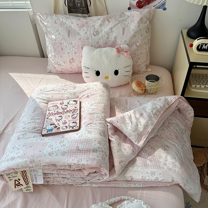 91家纺网 家纺一手货源 找家纺 原素 2026夏季A类水洗棉双层纱夏凉被四件套 咪mi奶昔