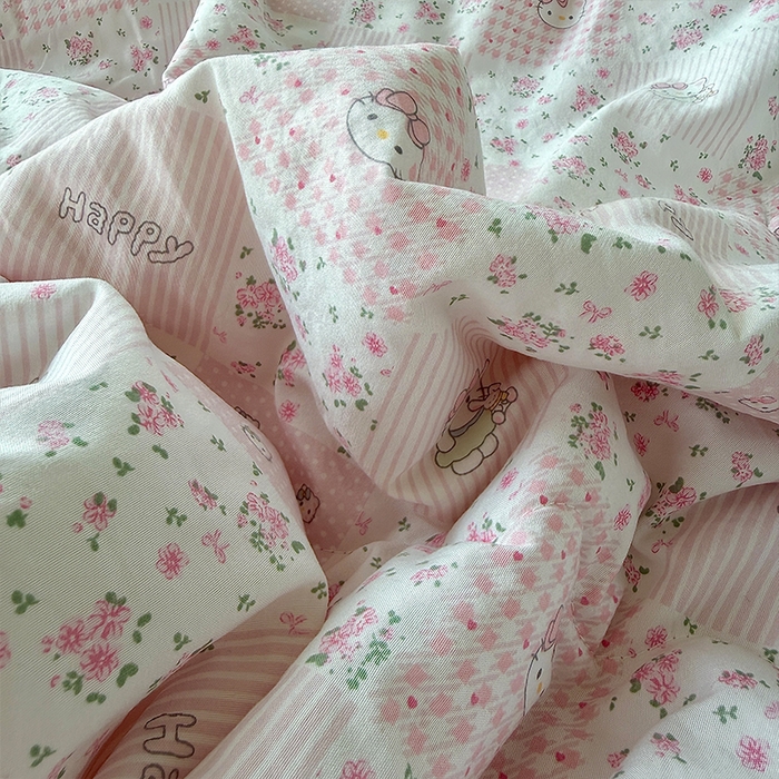 91家纺网 家纺一手货源 找家纺 原素 2026夏季A类水洗棉双层纱夏凉被四件套 咪mi奶昔