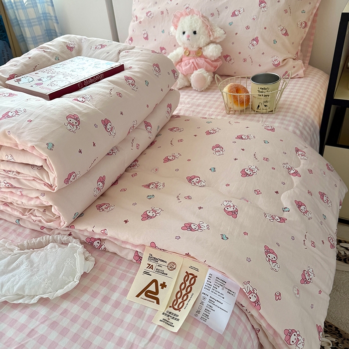 原素 2026夏季A类水洗棉双层纱夏凉被四件套 泡芙卷卷