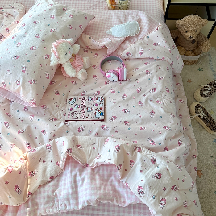 91家纺网 家纺一手货源 找家纺 原素 2026夏季A类水洗棉双层纱夏凉被四件套 泡芙卷卷