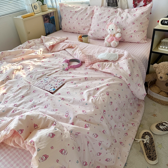 91家纺网 家纺一手货源 找家纺 原素 2026夏季A类水洗棉双层纱夏凉被四件套 泡芙卷卷