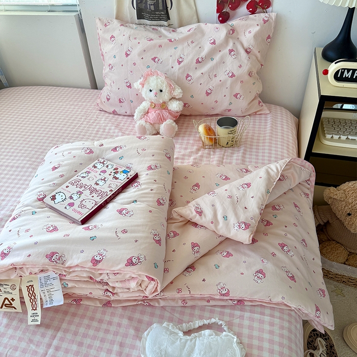 91家纺网 家纺一手货源 找家纺 原素 2026夏季A类水洗棉双层纱夏凉被四件套 泡芙卷卷