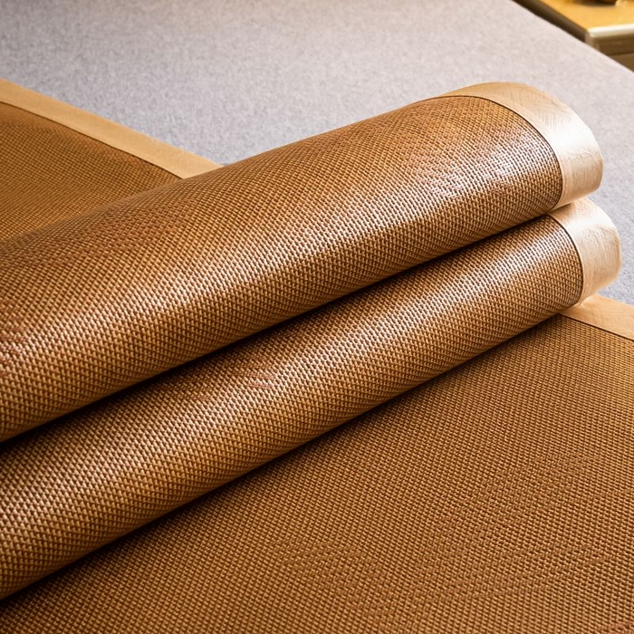 91家纺网 家纺一手货源 找家纺 （总）瑞禾家纺 2026新款艾草刺绣双面古藤席艾草刺绣藤席双面席反面冰丝席（新拍图）