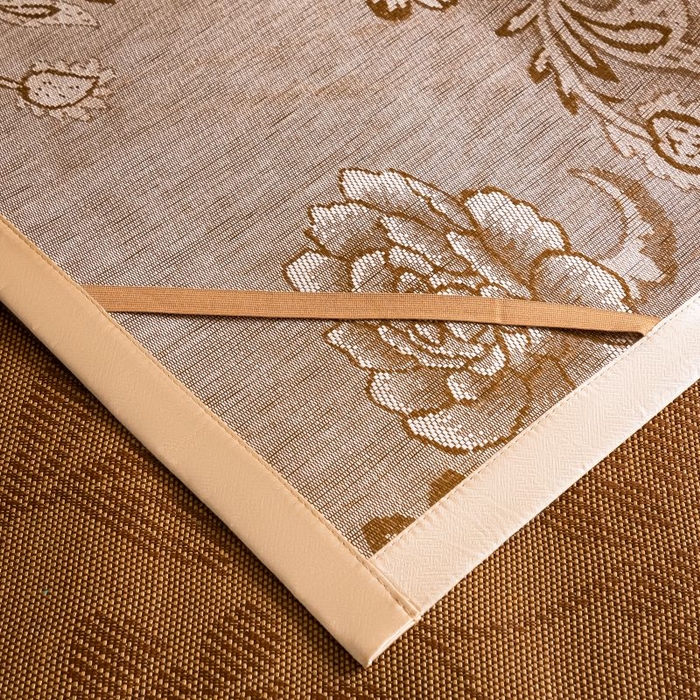 91家纺网 家纺一手货源 找家纺 瑞禾家纺 2026新款艾草刺绣双面古藤席艾草刺绣藤席双面席反面冰丝席（新拍图） 水中花