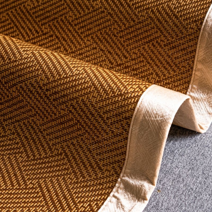 91家纺网 家纺一手货源 找家纺 瑞禾家纺 2026新款艾草刺绣双面古藤席艾草刺绣藤席双面席反面冰丝席（新拍图） 饼干花