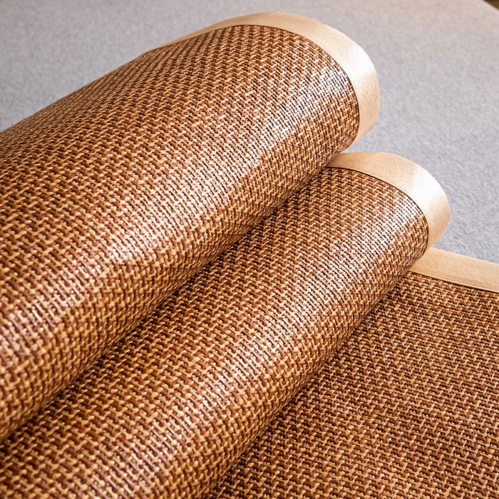 91家纺网 家纺一手货源 找家纺 瑞禾家纺 2026新款艾草刺绣双面古藤席艾草刺绣藤席双面席反面冰丝席（新拍图） 步步高