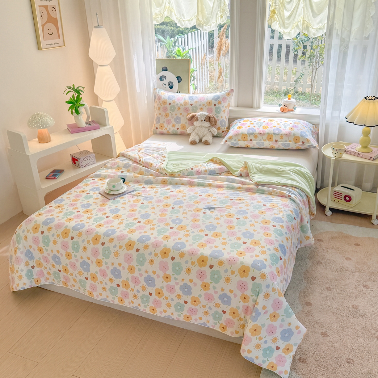 91家纺网 家纺一手货源 找家纺 瑞禾家纺 2026新款印花凉感丝夏被夏凉被 芯语-粉