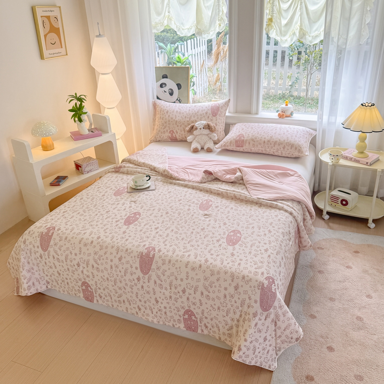 91家纺网 家纺一手货源 找家纺 瑞禾家纺 2026新款印花凉感丝夏被夏凉被 花园图