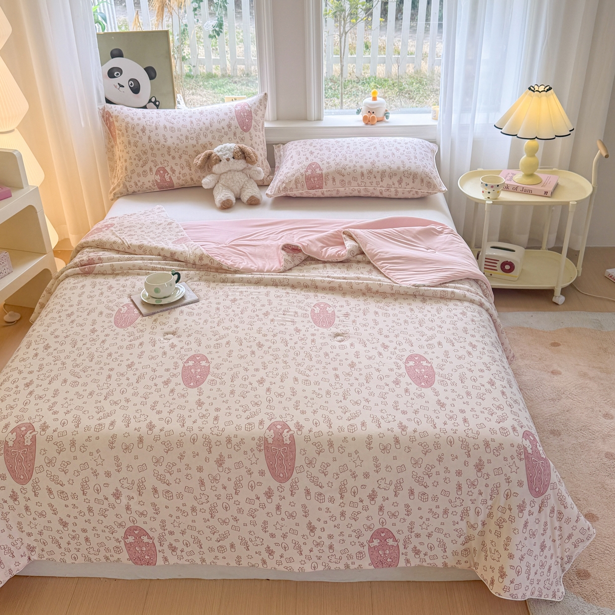 91家纺网 家纺一手货源 找家纺 瑞禾家纺 2026新款印花凉感丝夏被夏凉被 花园图