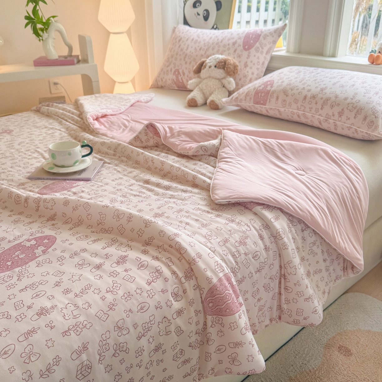 91家纺网 家纺一手货源 找家纺 瑞禾家纺 2026新款印花凉感丝夏被夏凉被 花园图