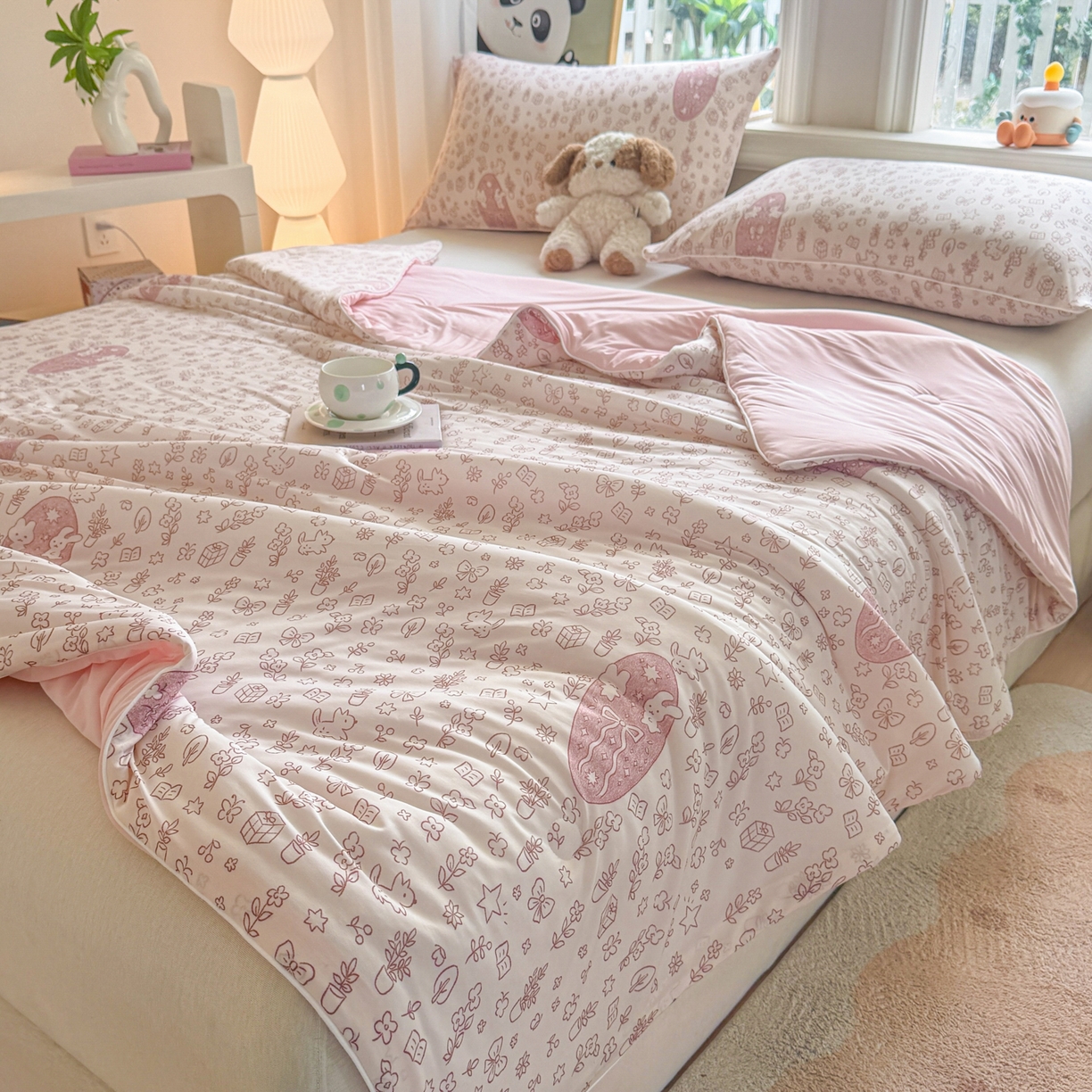 91家纺网 家纺一手货源 找家纺 瑞禾家纺 2026新款印花凉感丝夏被夏凉被 花园图