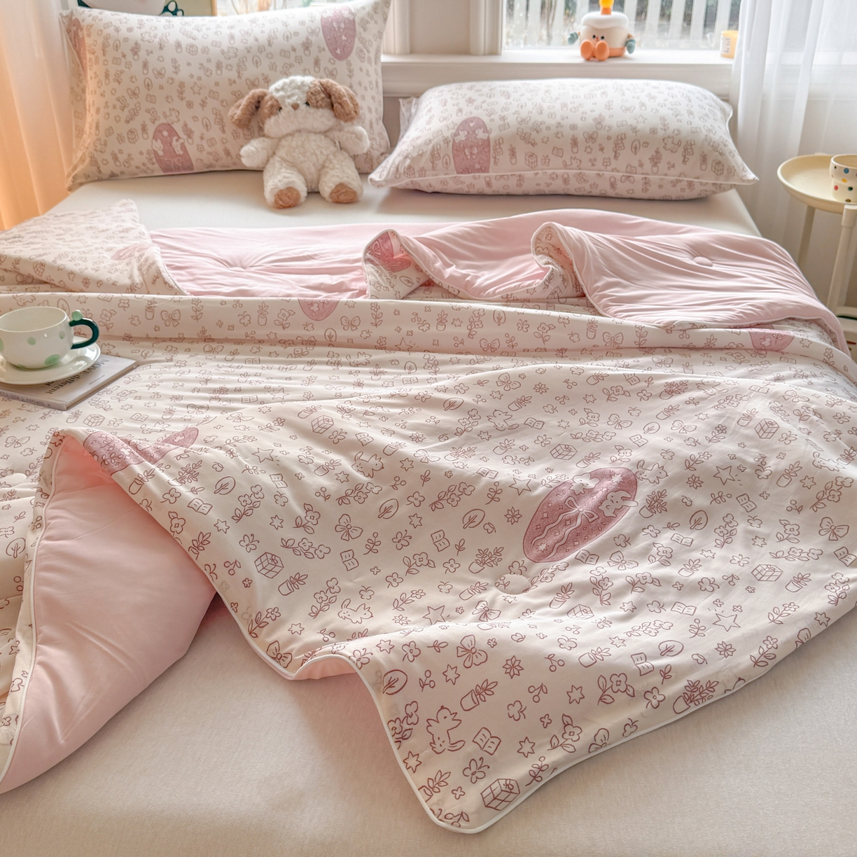 91家纺网 家纺一手货源 找家纺 瑞禾家纺 2026新款印花凉感丝夏被夏凉被 花园图