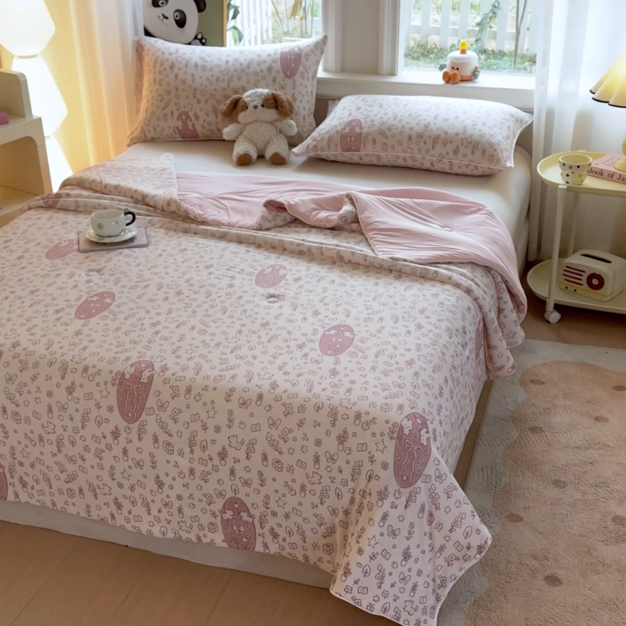 91家纺网 家纺一手货源 找家纺 瑞禾家纺 2026新款印花凉感丝夏被夏凉被 花园图