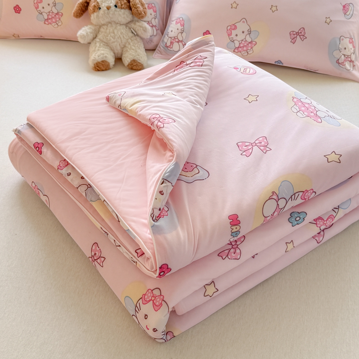 瑞禾家纺 2026新款印花凉感丝夏被夏凉被 咪咪乐园-粉