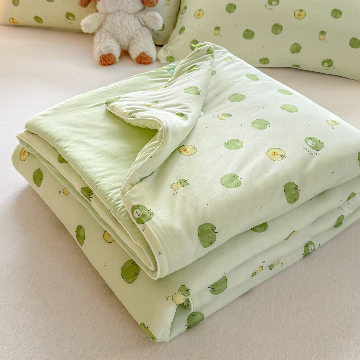 瑞禾家纺 2026新款印花凉感丝夏被夏凉被 苹果绿