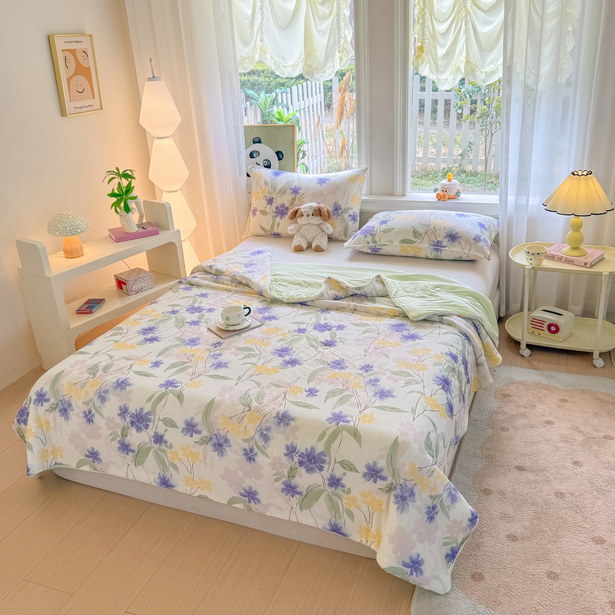 91家纺网 家纺一手货源 找家纺 瑞禾家纺 2026新款印花凉感丝夏被夏凉被 薇意-兰