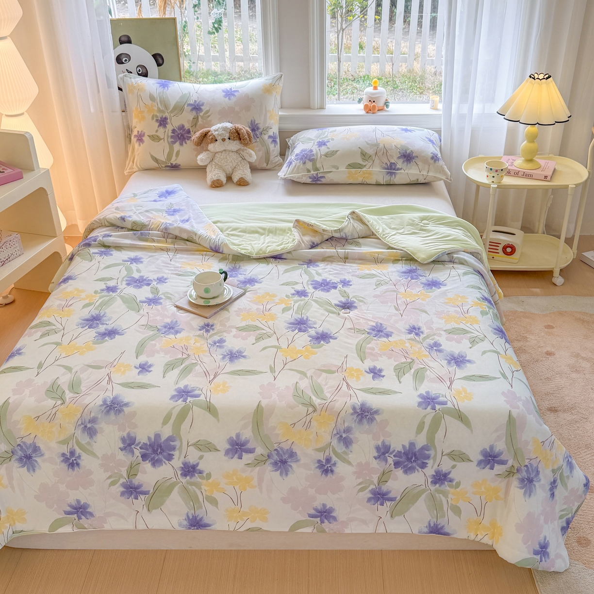 91家纺网 家纺一手货源 找家纺 瑞禾家纺 2026新款印花凉感丝夏被夏凉被 薇意-兰