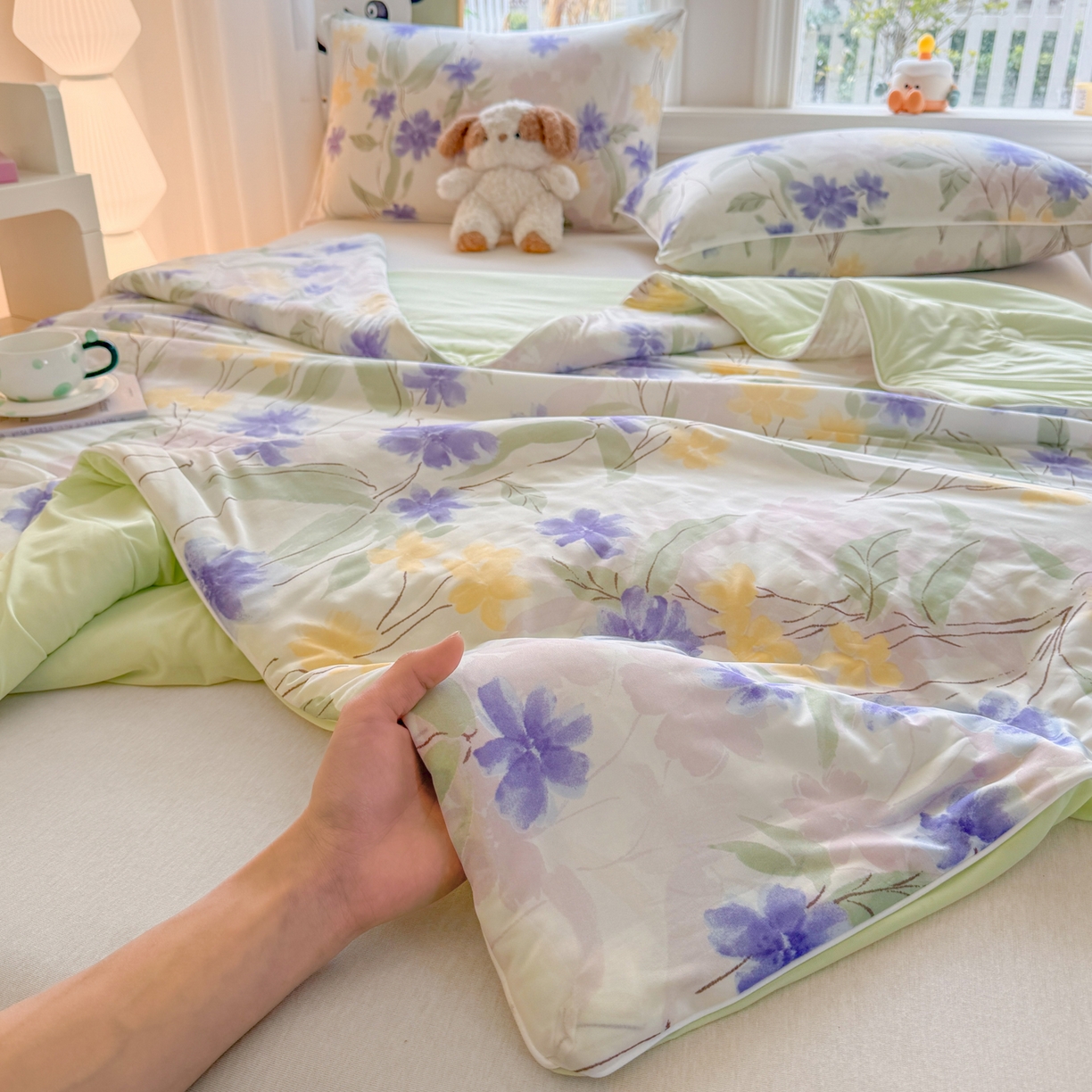 91家纺网 家纺一手货源 找家纺 瑞禾家纺 2026新款印花凉感丝夏被夏凉被 薇意-兰