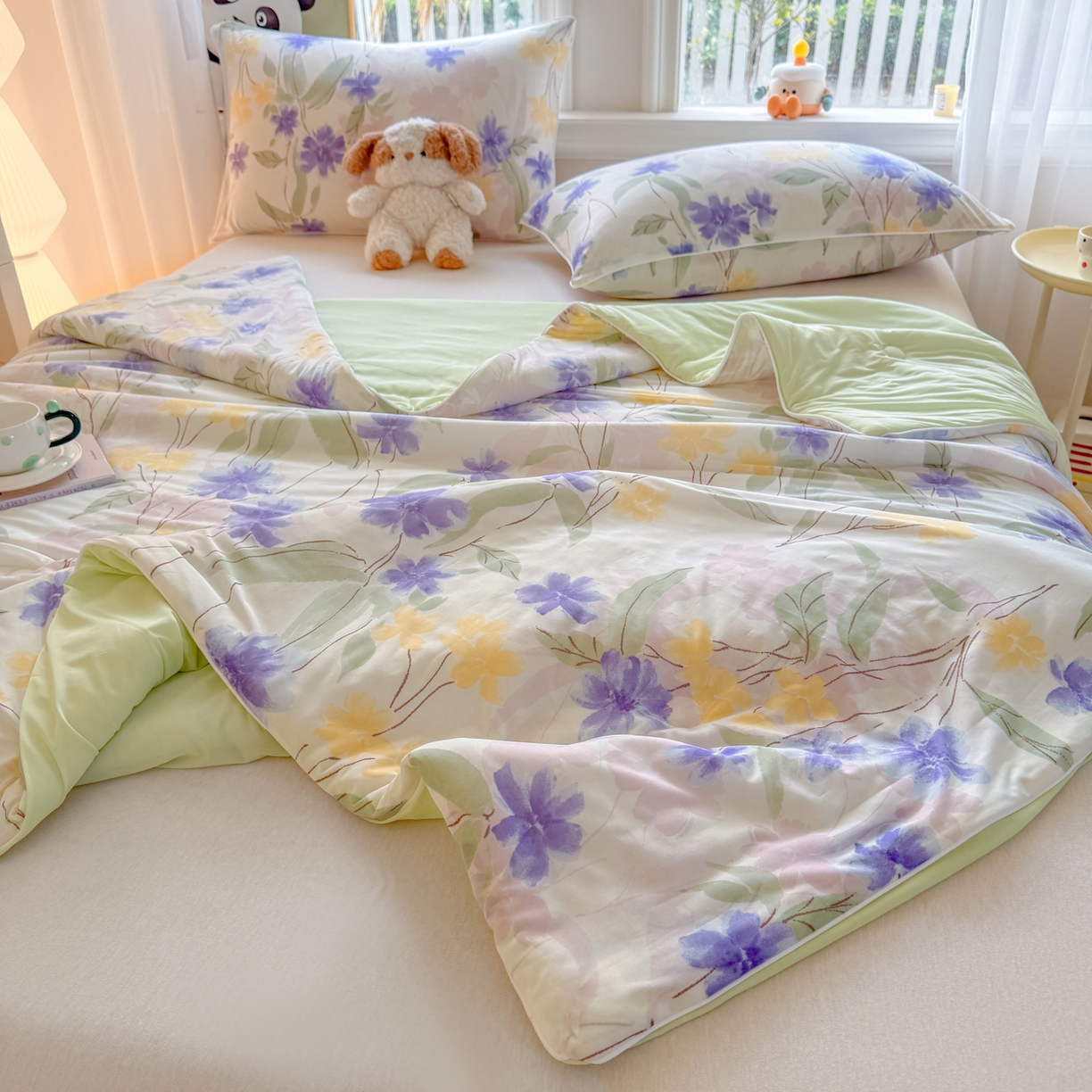 91家纺网 家纺一手货源 找家纺 瑞禾家纺 2026新款印花凉感丝夏被夏凉被 薇意-兰